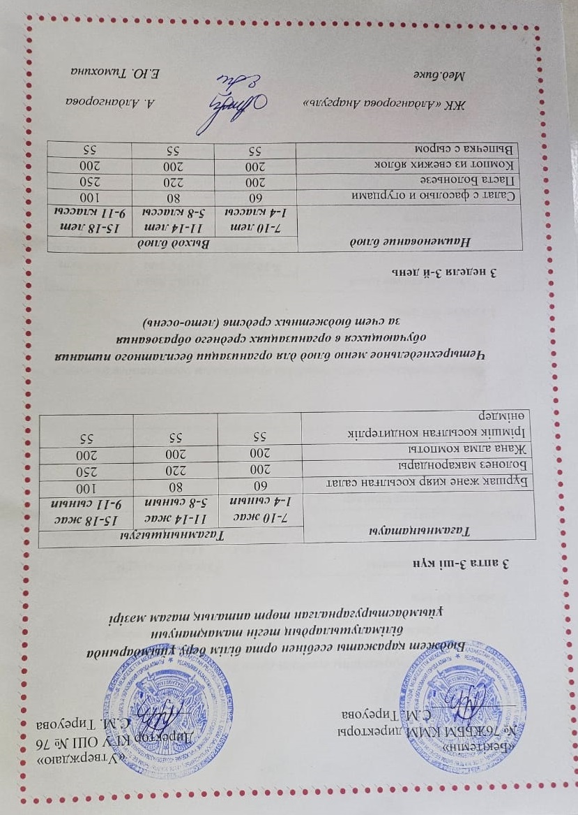 1-4 сынып, 5-11 сынып ХӘОТ мәзірі. Жаз-күз 2025 жыл. / Меню 1-4 кл, 5-11 кл СУСН. Лето-осень 2025.