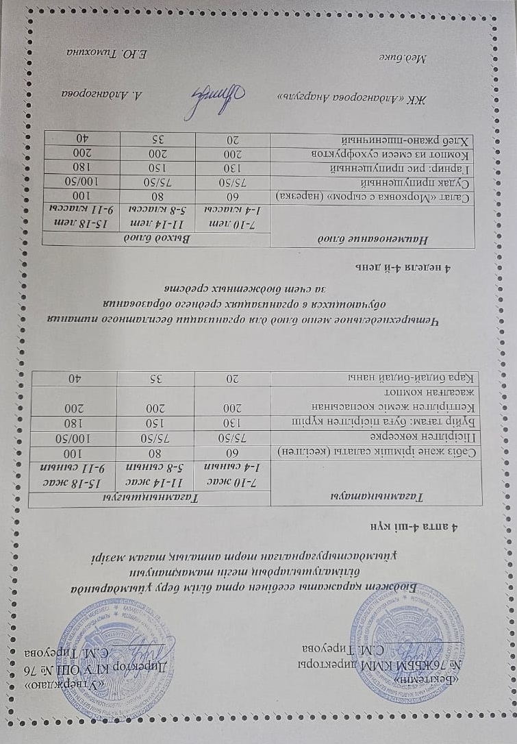 1-4 сынып, 5-11 сынып ХӘОТ мәзірі. Қыс-көктем 2025 жыл. / Меню 1-4 кл, 5-11 кл СУСН. Зима-весна 2025.