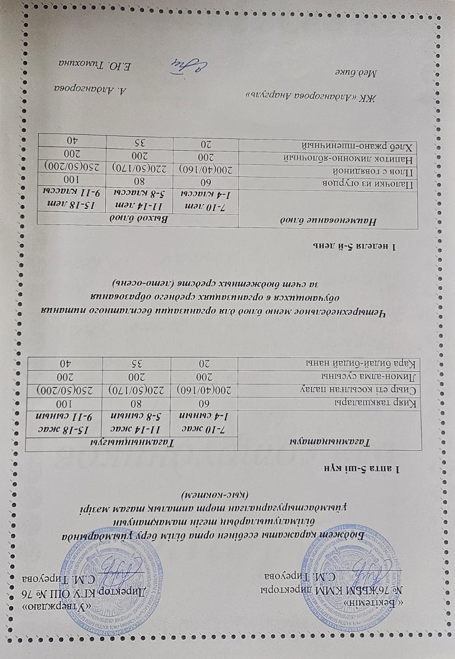 1-4 сынып, 5-11 сынып ХӘОТ мәзірі. Қыс-көктем 2026 жыл. / Меню 1-4 кл, 5-11 кл СУСН. Зима-весна 2026.